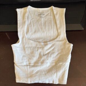 American Eagle Outfitters Cream Ribbed Tank Top